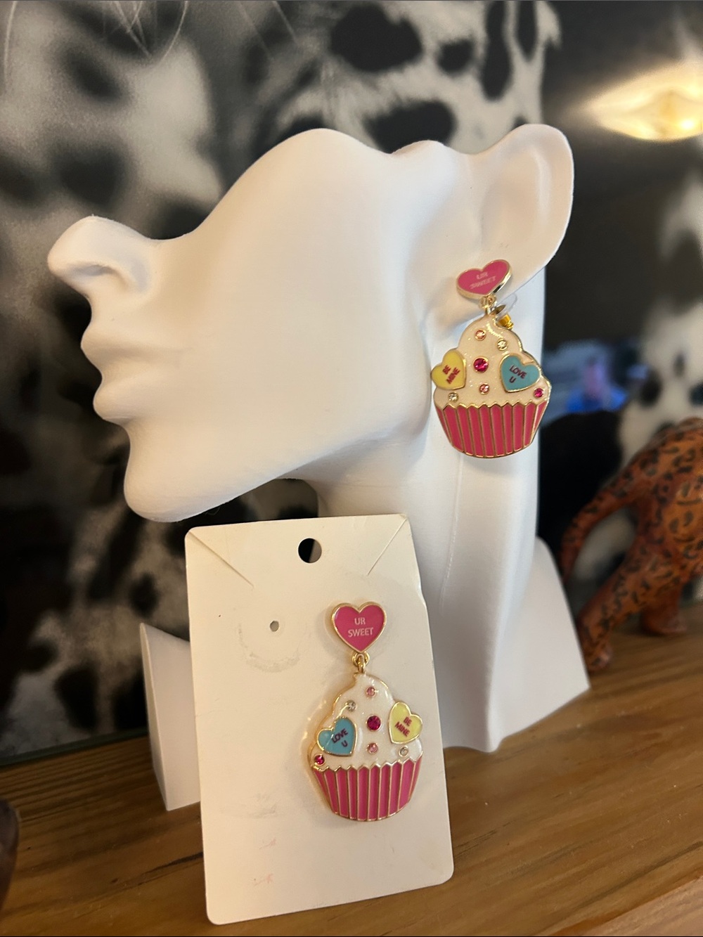 Pink Cupcake Drop Earrings (NWOT)